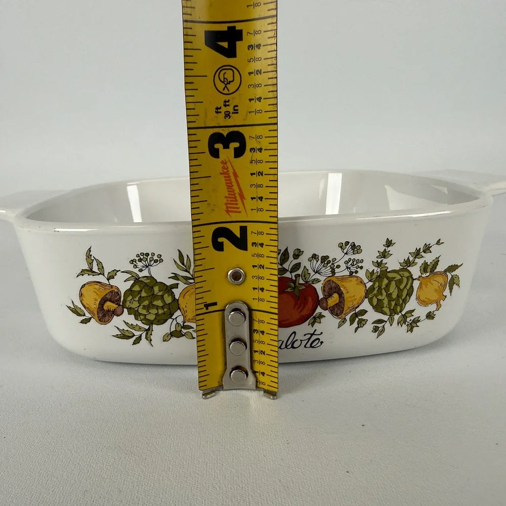 Corning Ware Spice of Life L'Echalote 1 Quart Casserole Dish A-1-B White Vintage